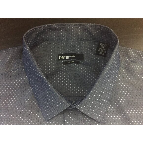 BAR III Long Sleeve Shirt Mens Size XL Slim Fit Blue/Gray Textured Dots EUC - Picture 3 of 4